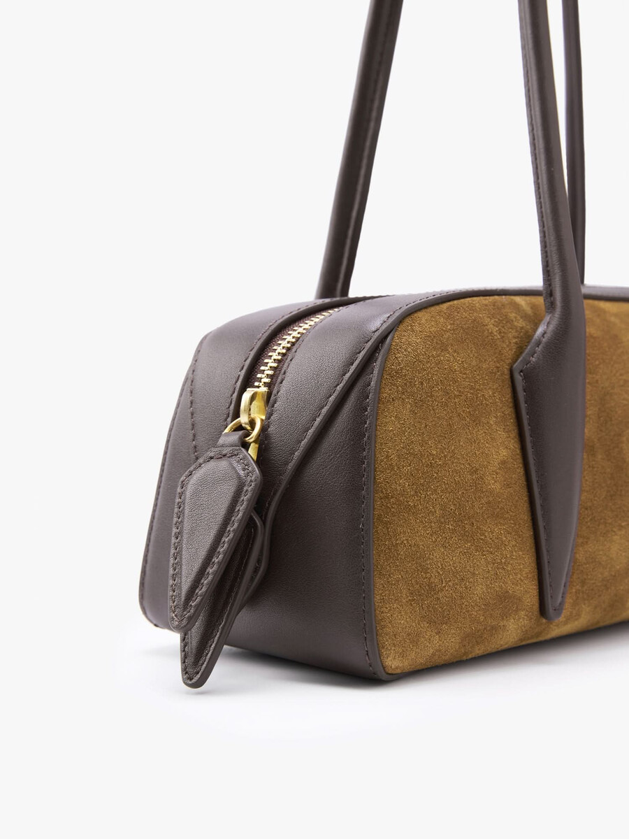 bolso de hombro de piel con patchwork