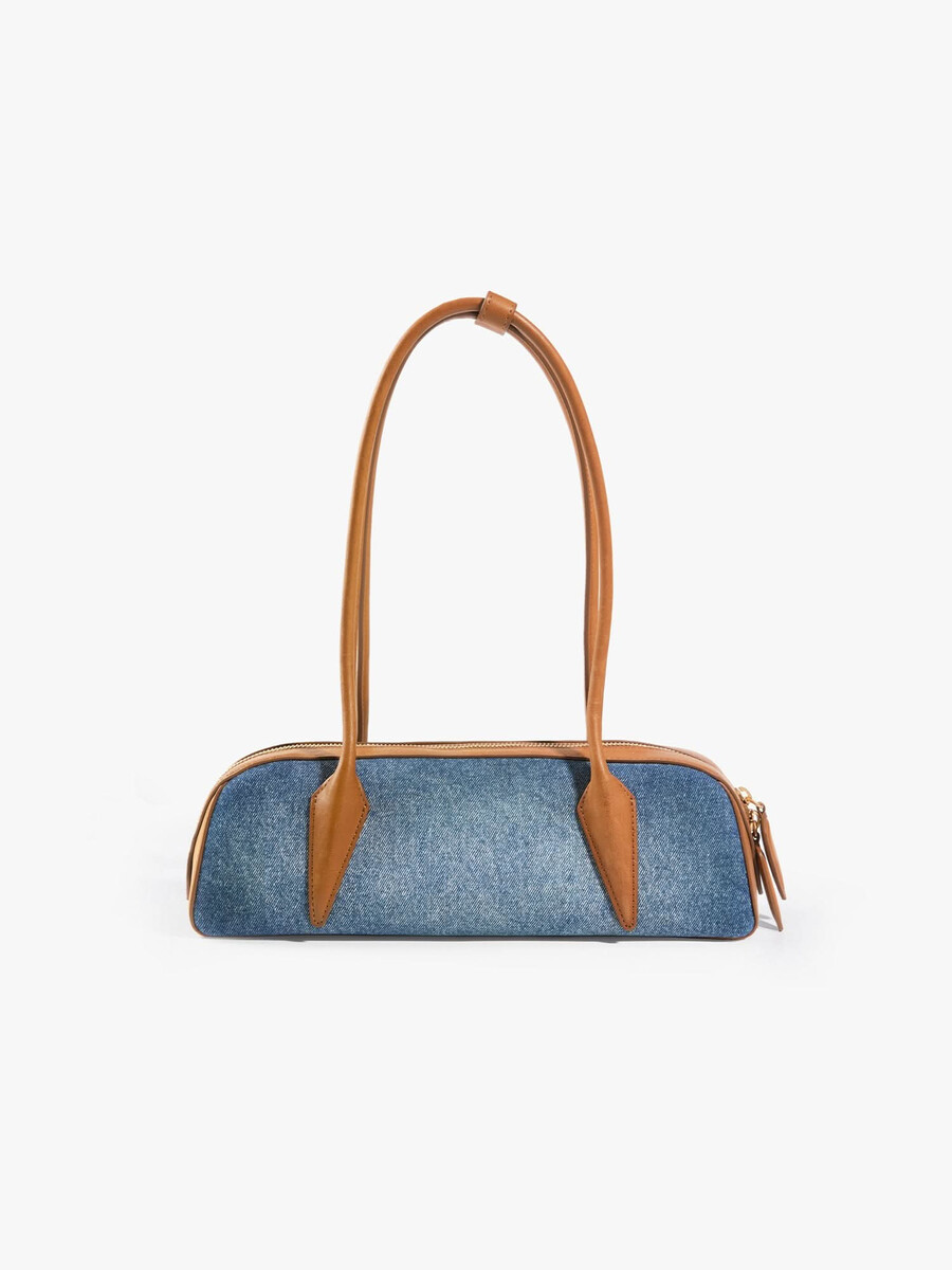 bolso vaquero con parche de cuero