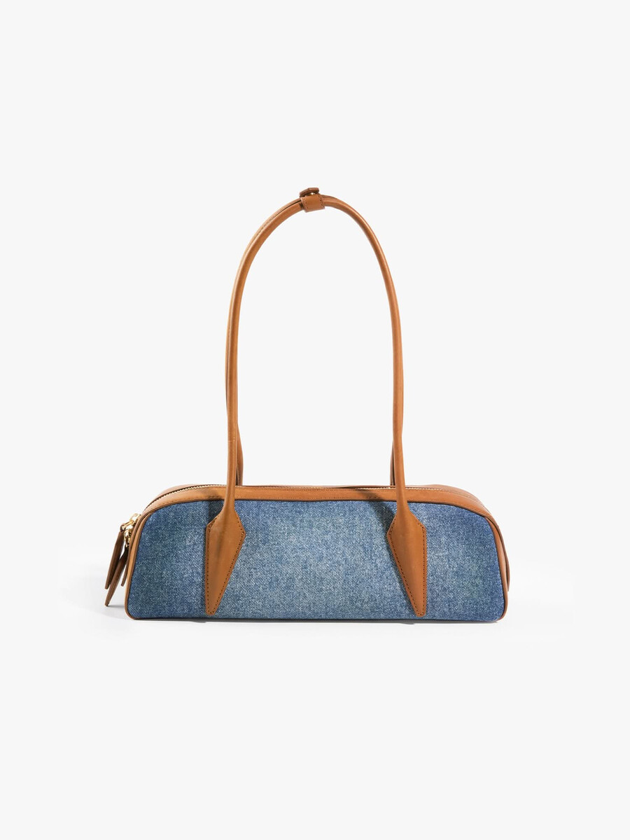 bolso vaquero con parche de cuero