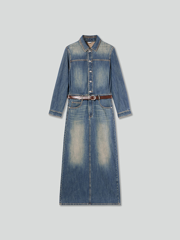 vestido vaquero con abertura