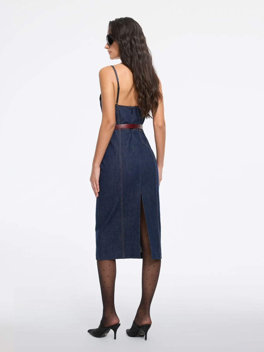 vestido lencero de mezclilla con abertura