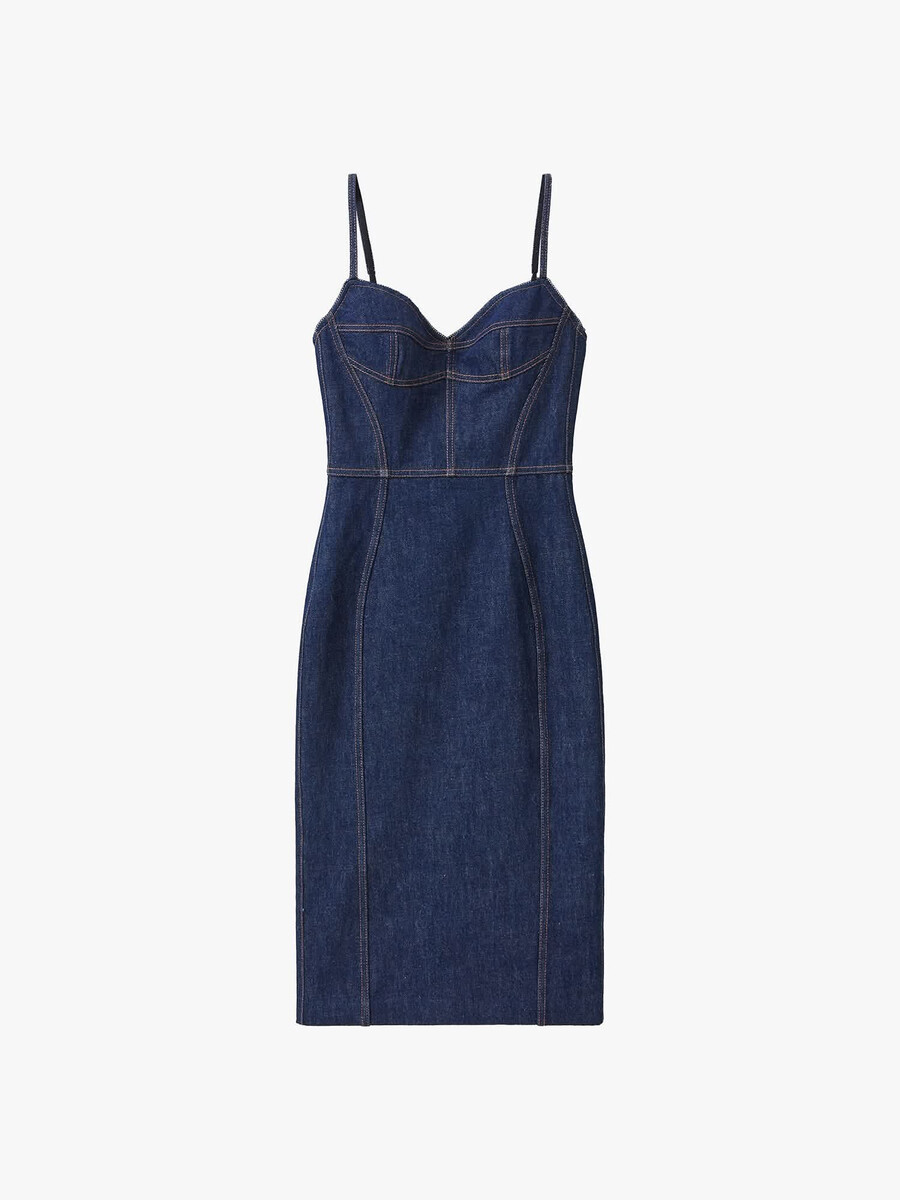 vestido lencero de mezclilla con abertura