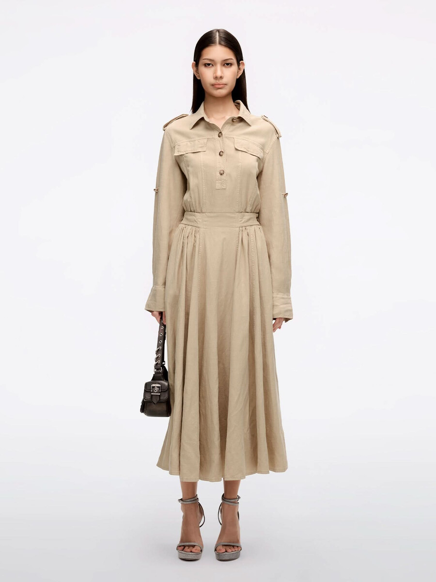 vestido vaquero de lyocell color caqui