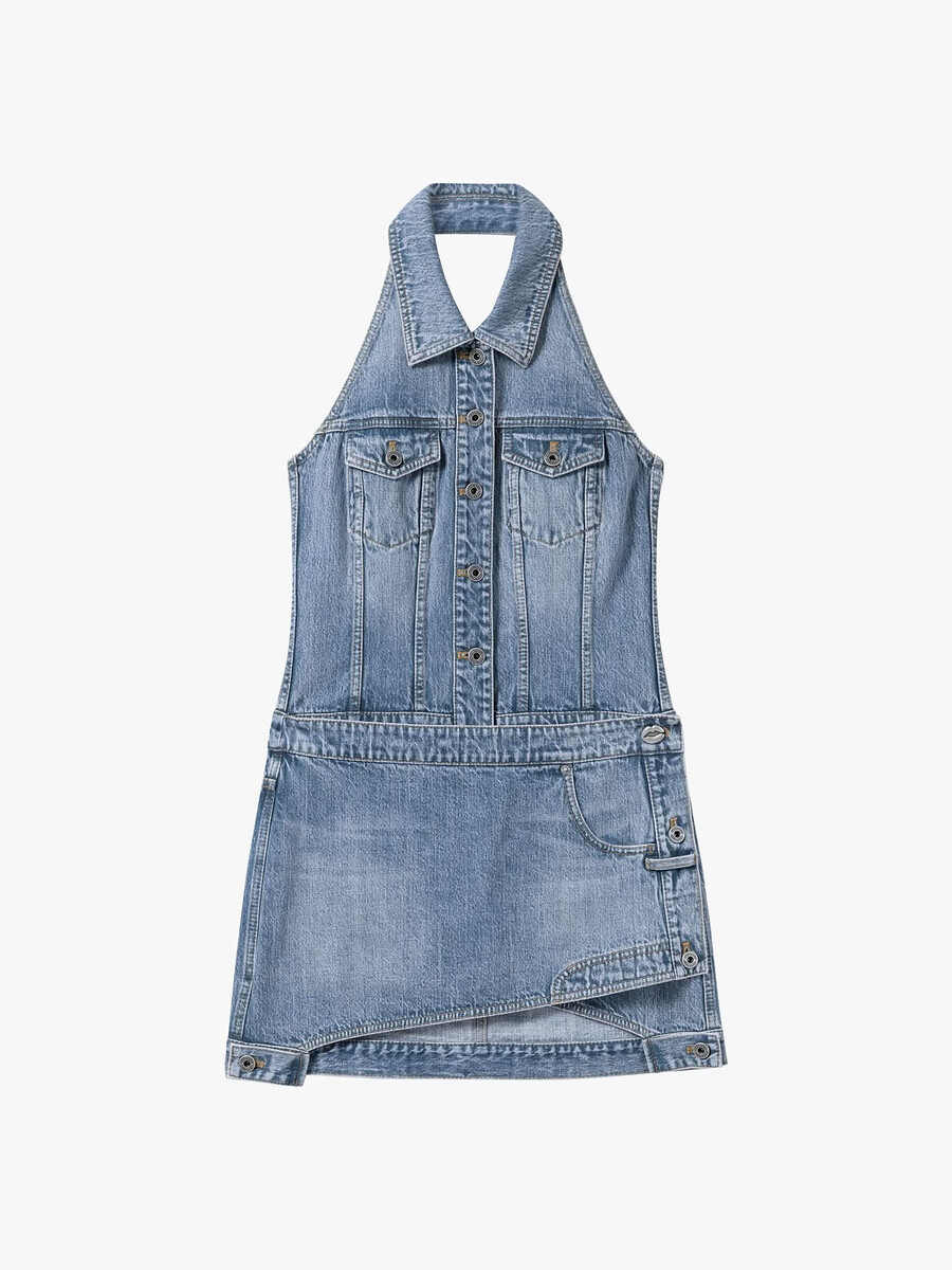 vestido vaquero con cuello halter