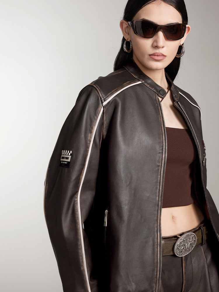 chaqueta de cuero funcional