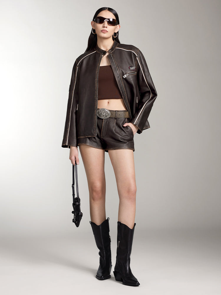 chaqueta de cuero funcional