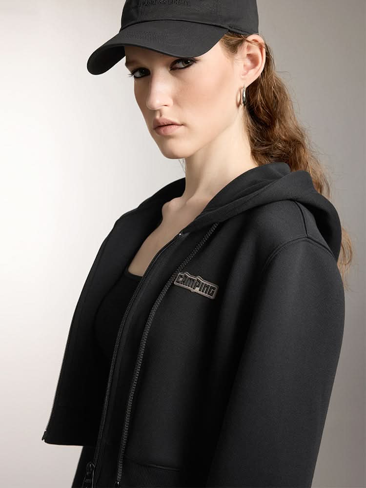 sudadera deportiva con capucha y doble cremallera