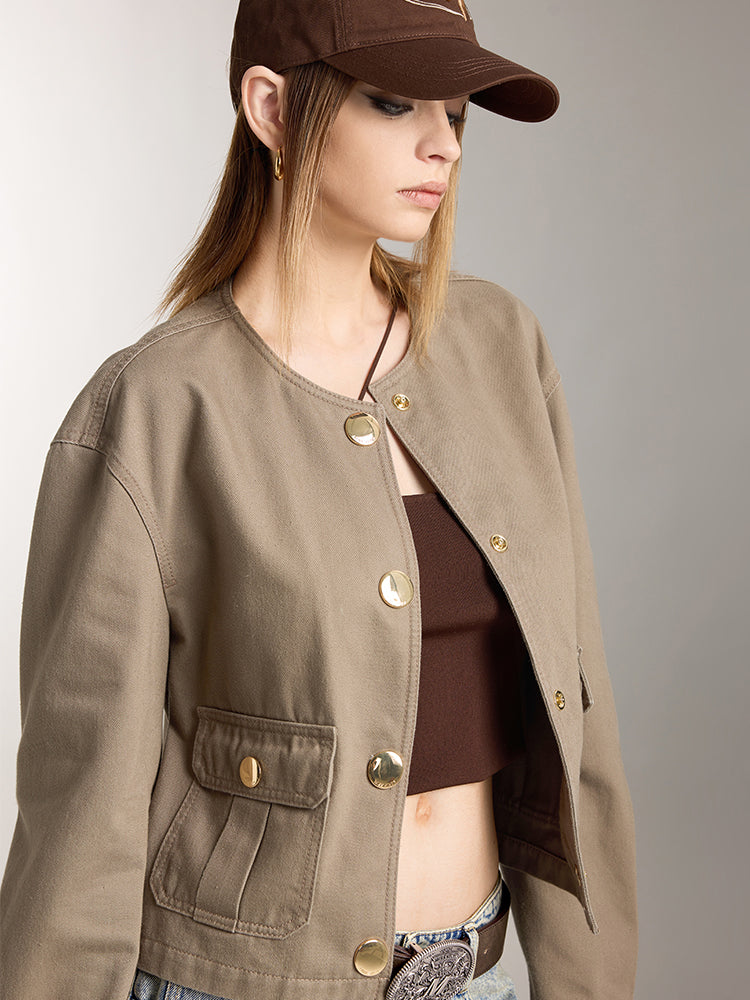 chaqueta verde caqui