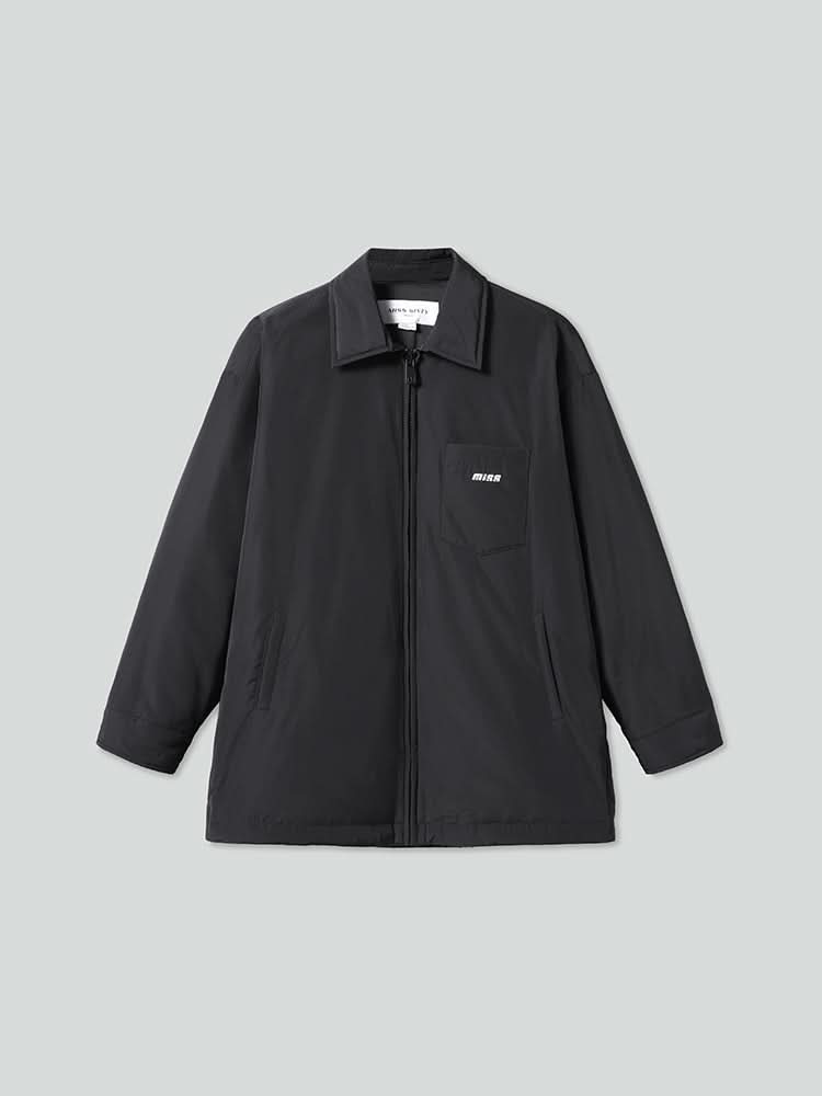 chaqueta de plumón holgada con solapa y estampado