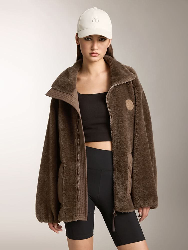 chaqueta polar con cuello de franela
