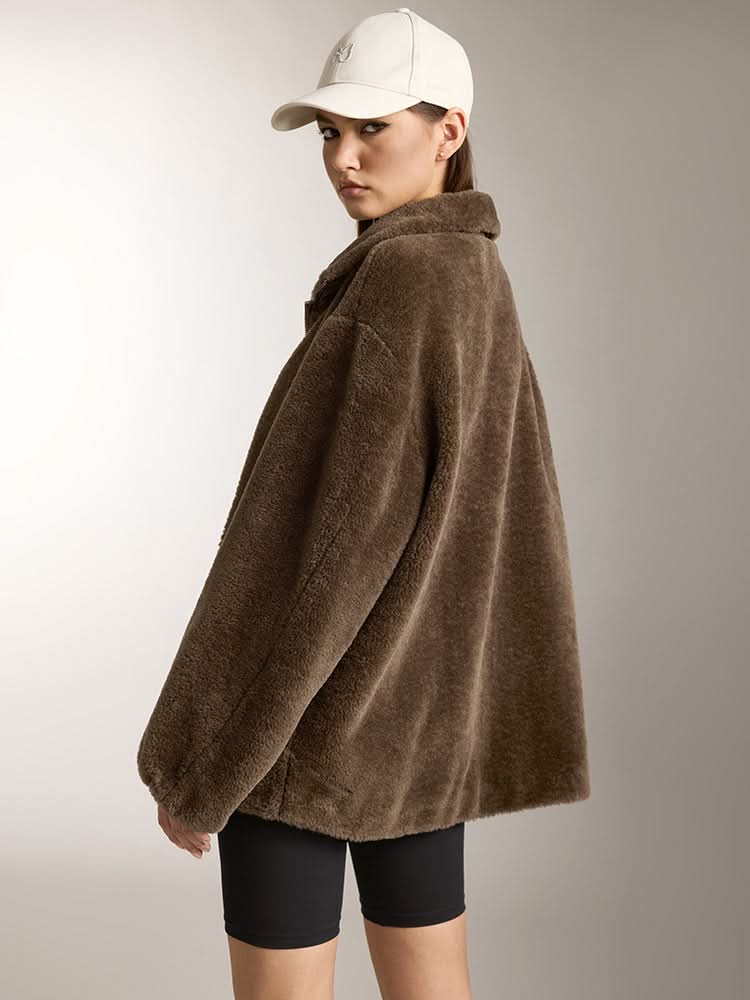 chaqueta polar con cuello de franela
