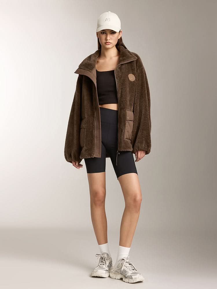 chaqueta polar con cuello de franela