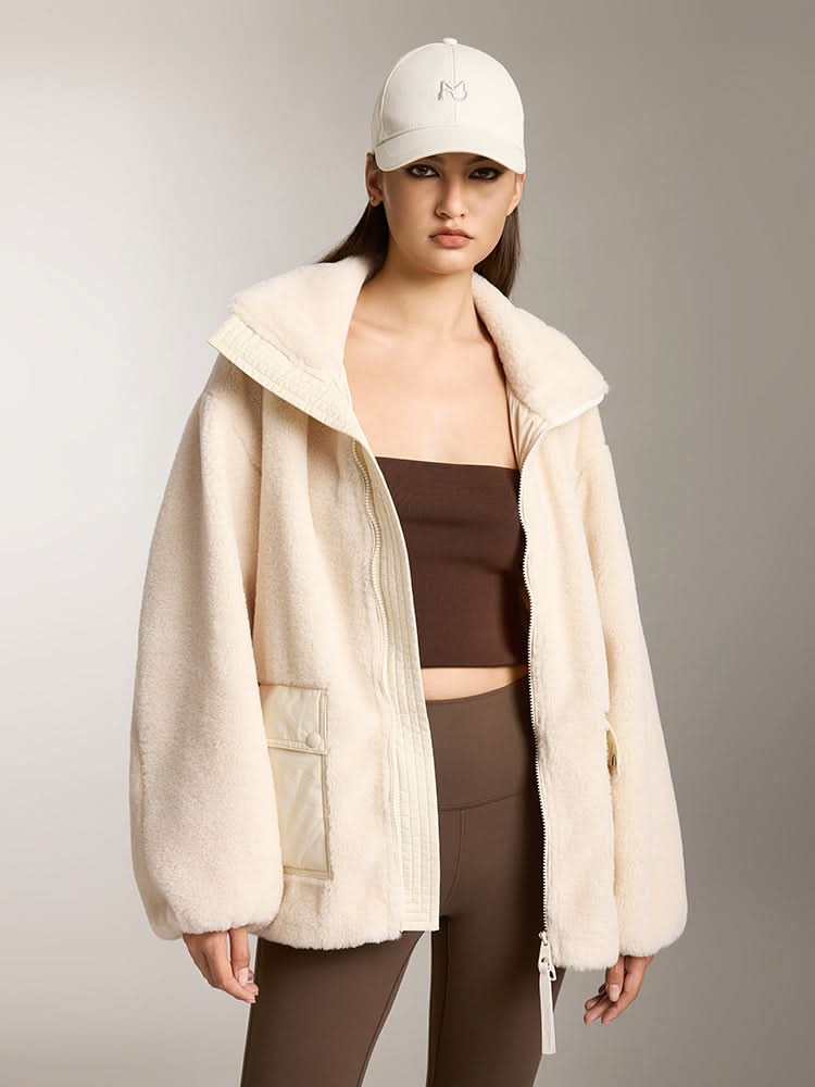 chaqueta polar con cuello de franela