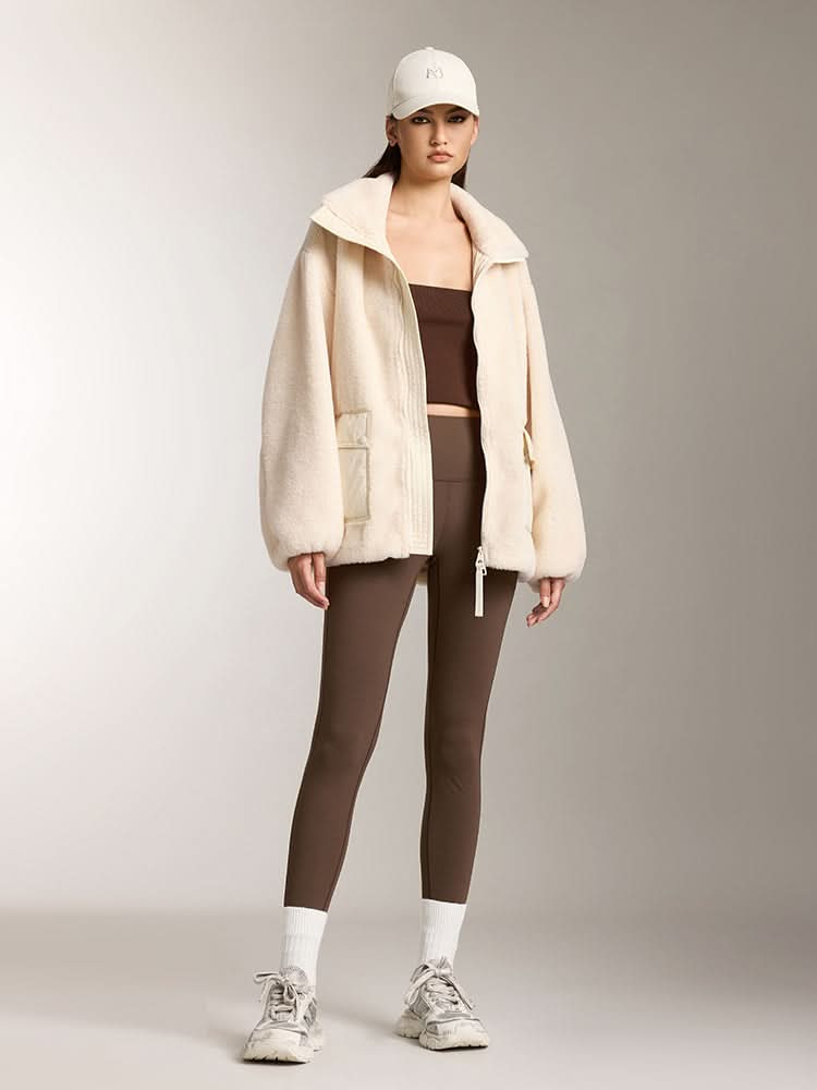 chaqueta polar con cuello de franela