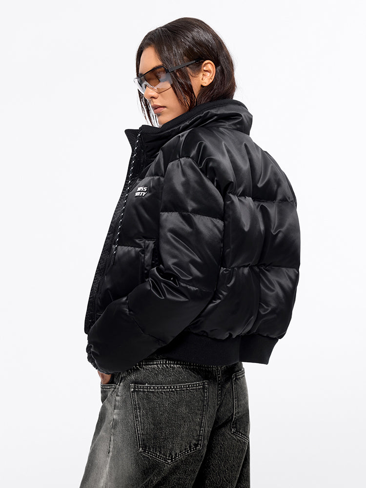chaqueta acolchada con cuello de franela y cordón ajustable