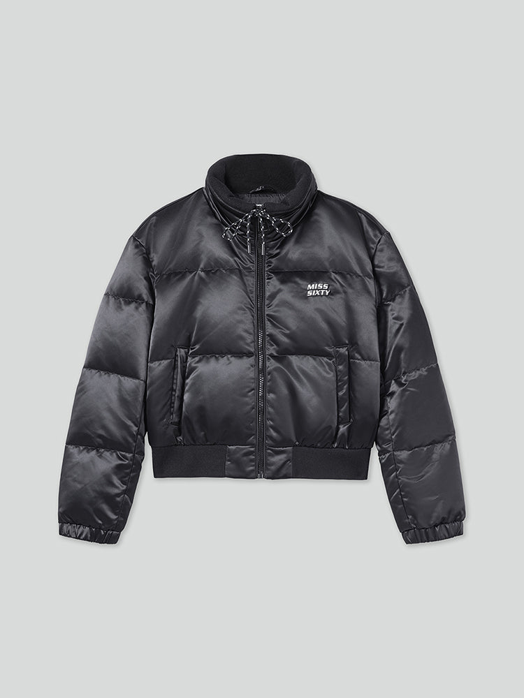 chaqueta acolchada con cuello de franela y cordón ajustable