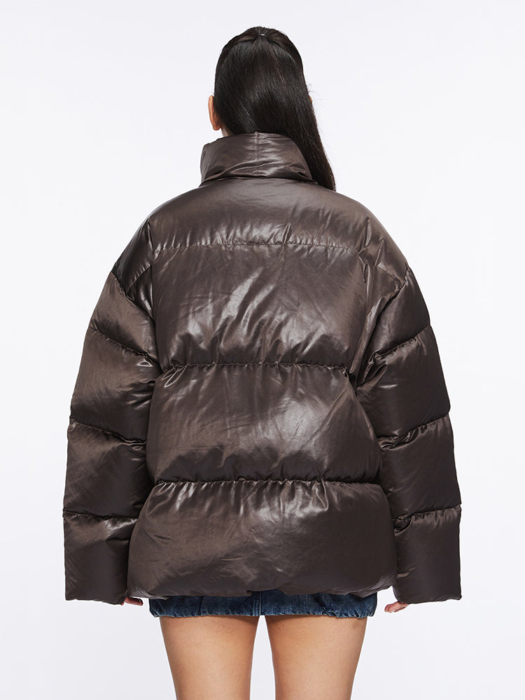 chaqueta acolchada de piel sintética