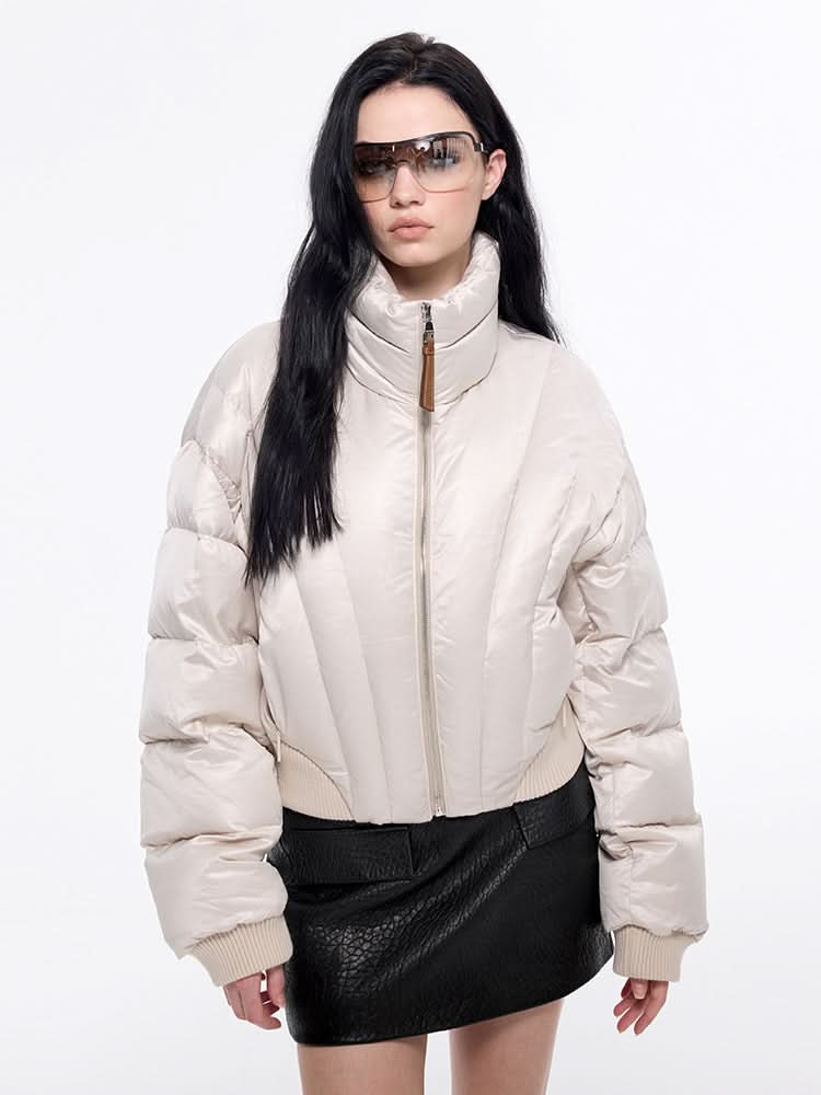 chaqueta abullonada con cuello de franela
