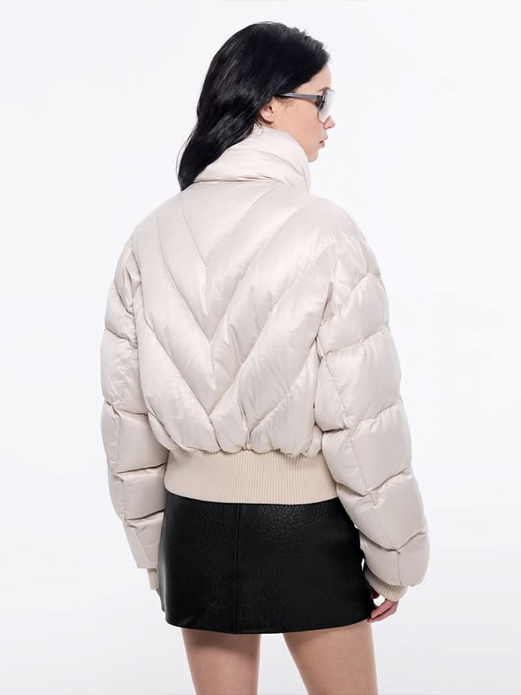 chaqueta abullonada con cuello de franela