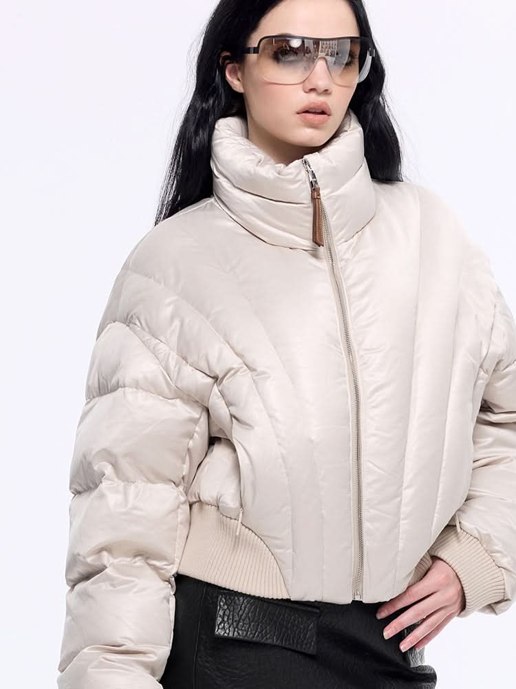 chaqueta abullonada con cuello de franela