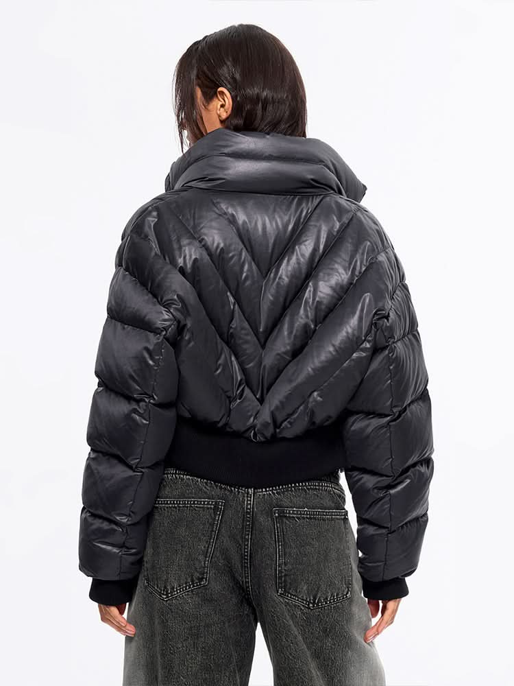 chaqueta abullonada con cuello de franela
