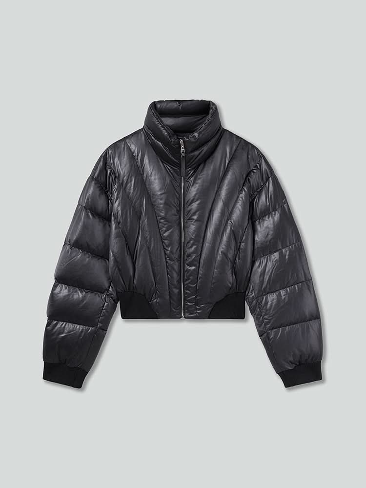 chaqueta abullonada con cuello de franela