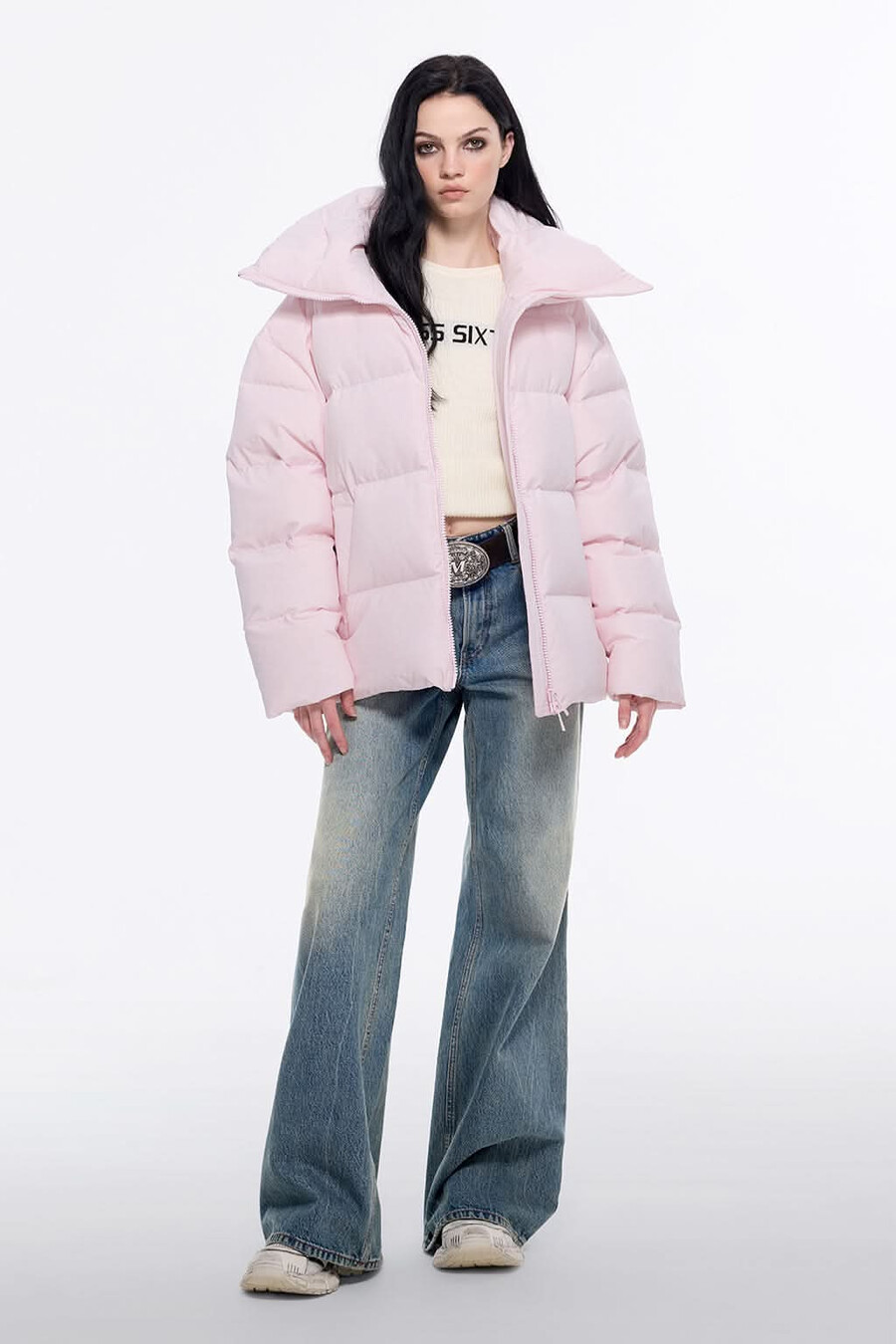 chaqueta de plumón gruesa y cálida con cuello alto