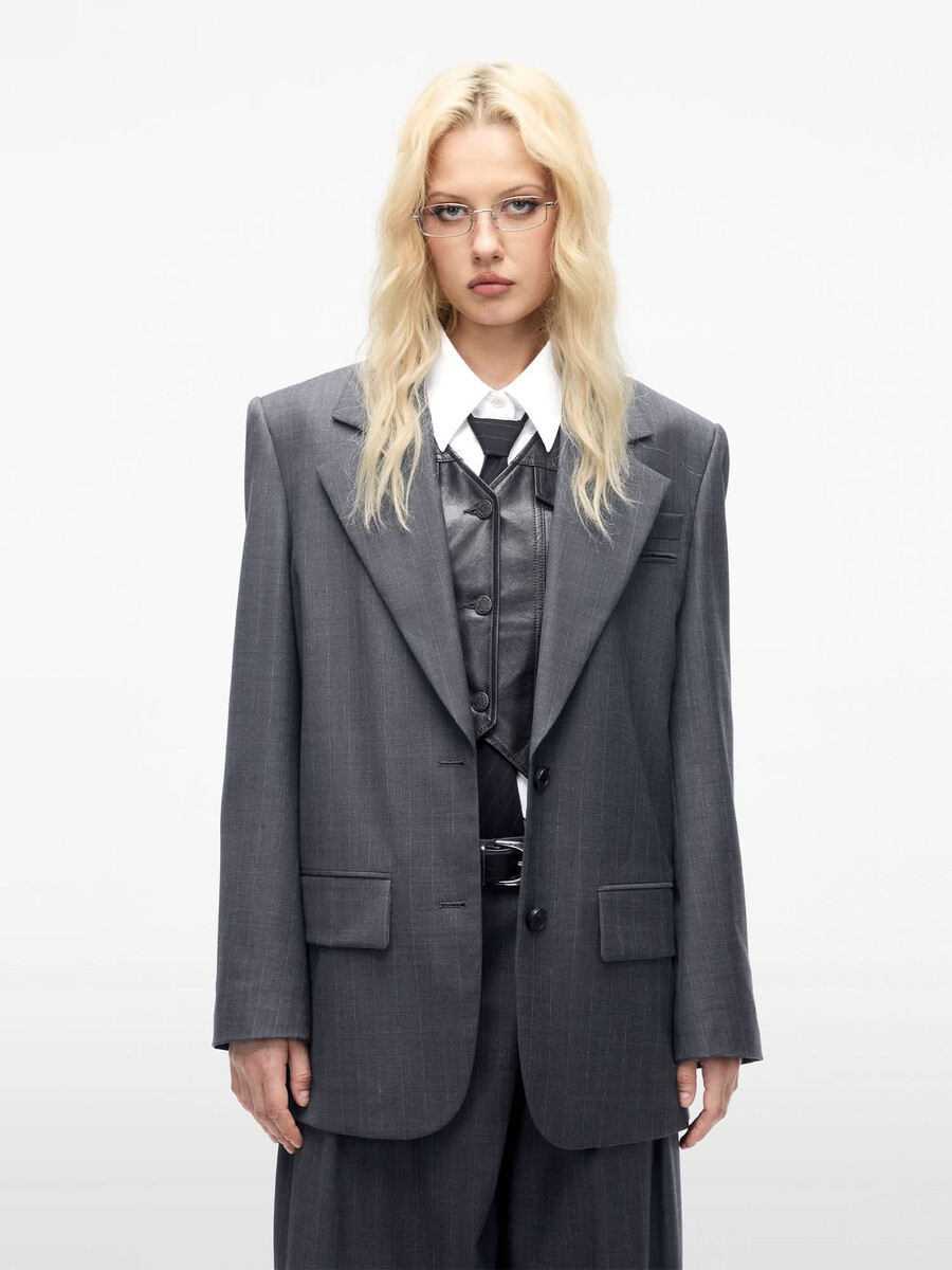 blazer de rayas de mezcla de lana