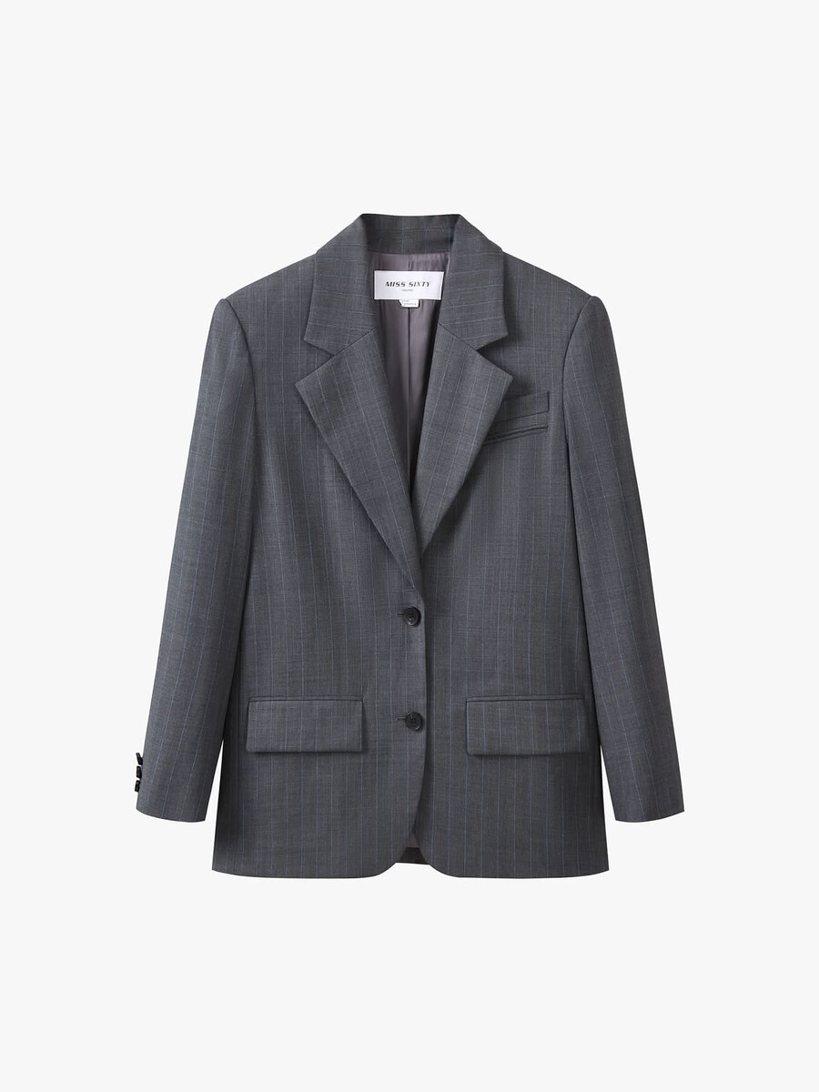 blazer de rayas de mezcla de lana