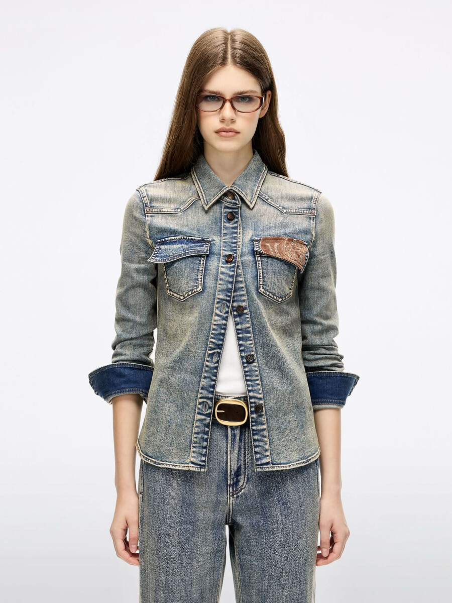 camisa vaquera con patchwork