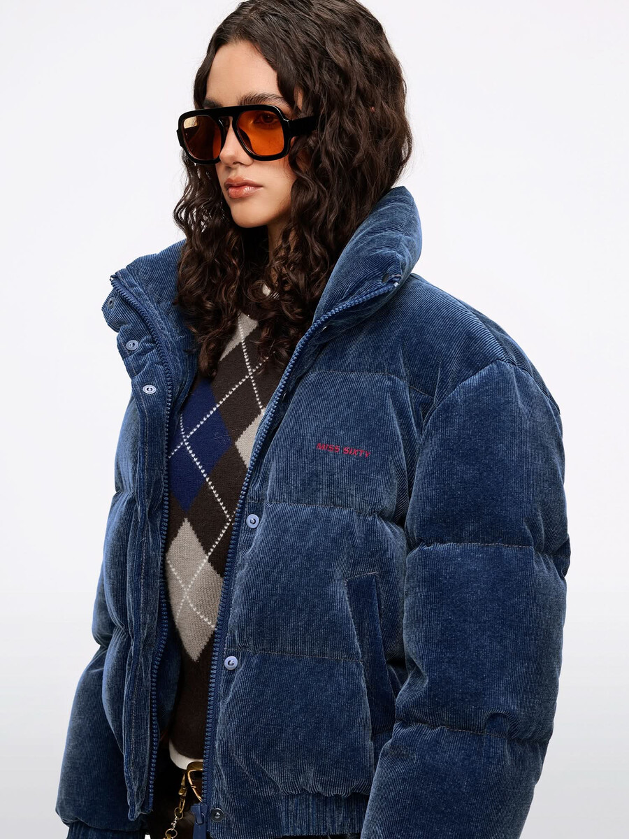 chaqueta acolchada de pana vaquera