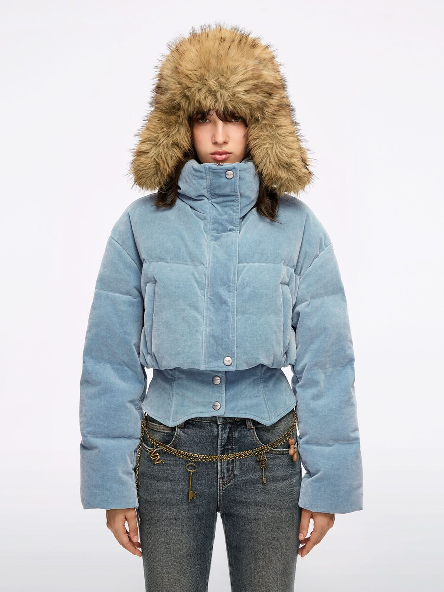 chaqueta acolchada vaquera con patchwork