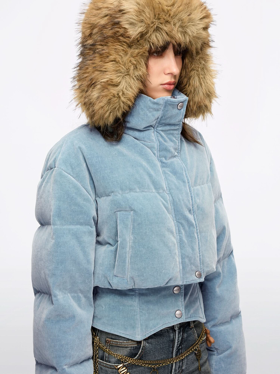chaqueta acolchada vaquera con patchwork