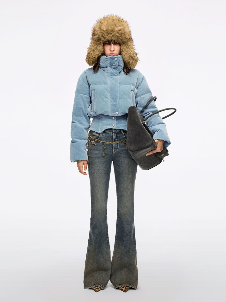 chaqueta acolchada vaquera con patchwork