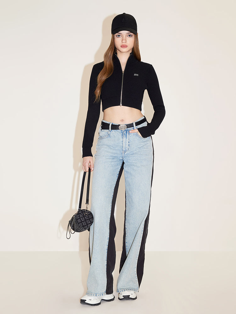 vaqueros de pierna ancha con patchwork