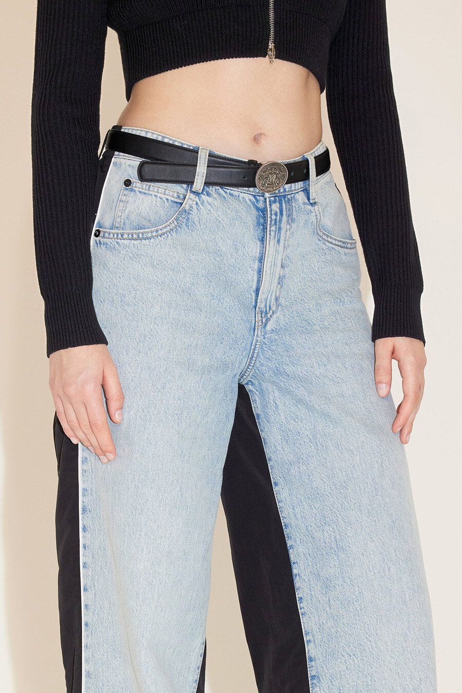 vaqueros de pierna ancha con patchwork