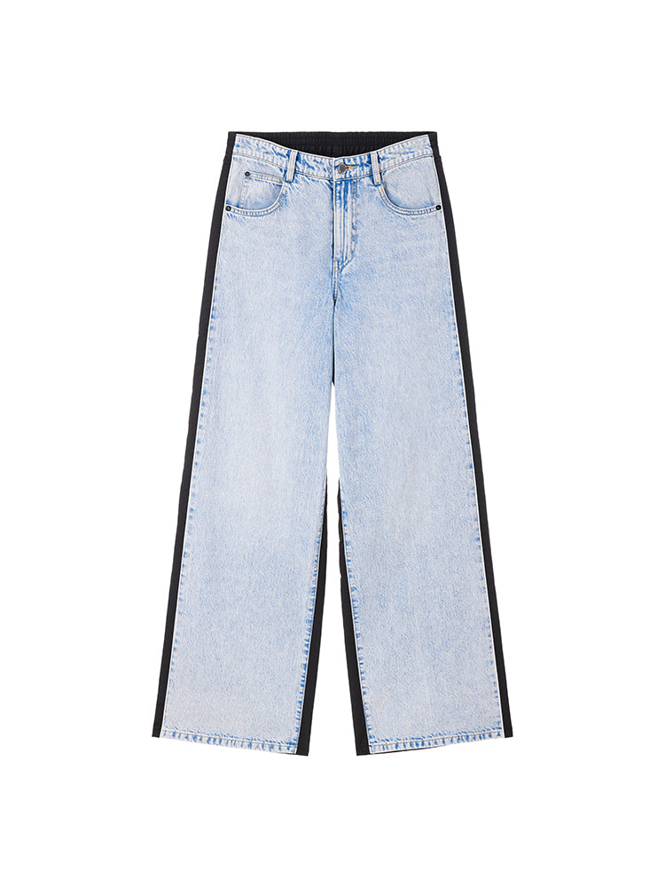 vaqueros de pierna ancha con patchwork