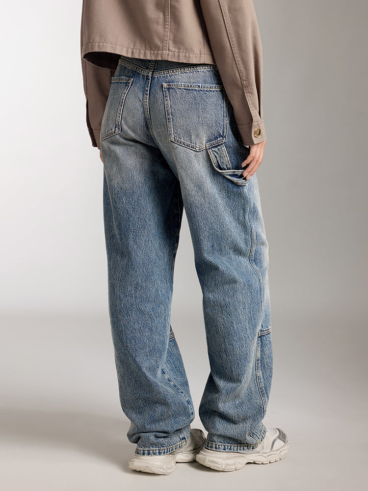 jeans de pierna ancha con diseño de parche