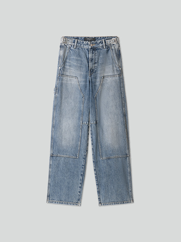 jeans de pierna ancha con diseño de parche