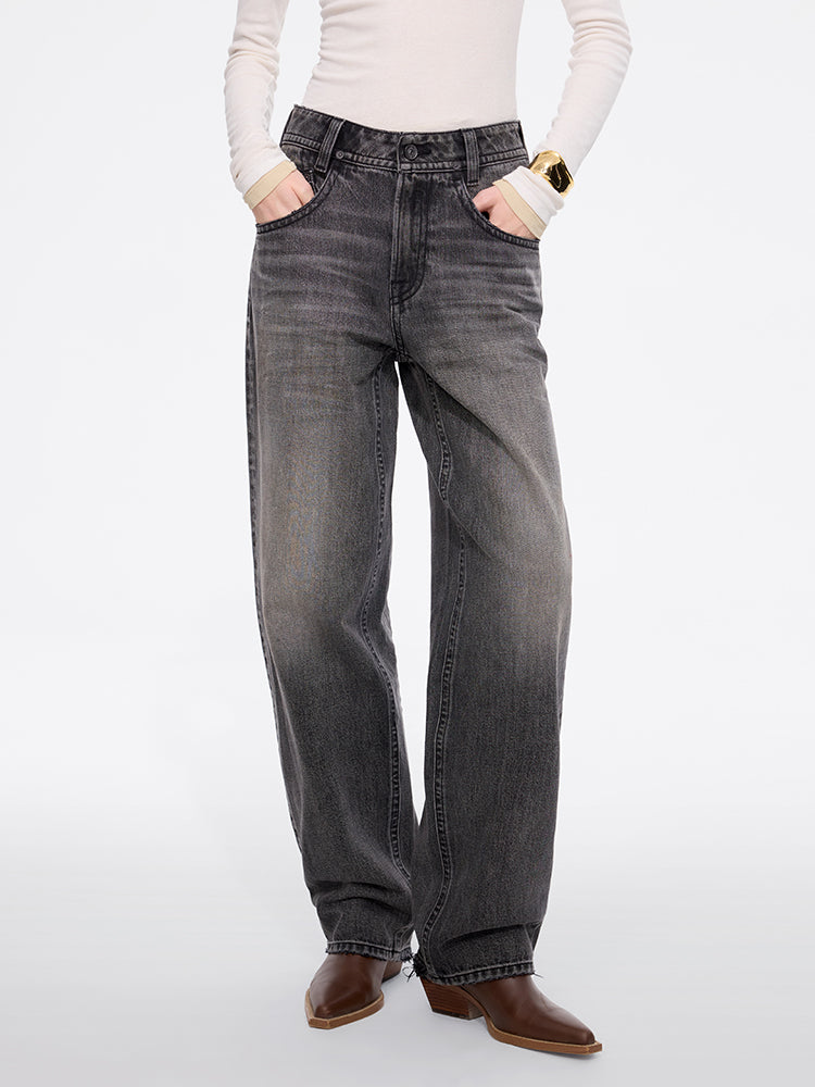 jeans de cintura alta estilo barril - elizabeth