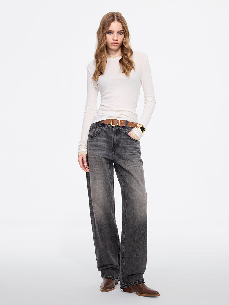 jeans de cintura alta estilo barril - elizabeth