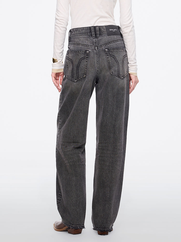 jeans de cintura alta estilo barril - elizabeth