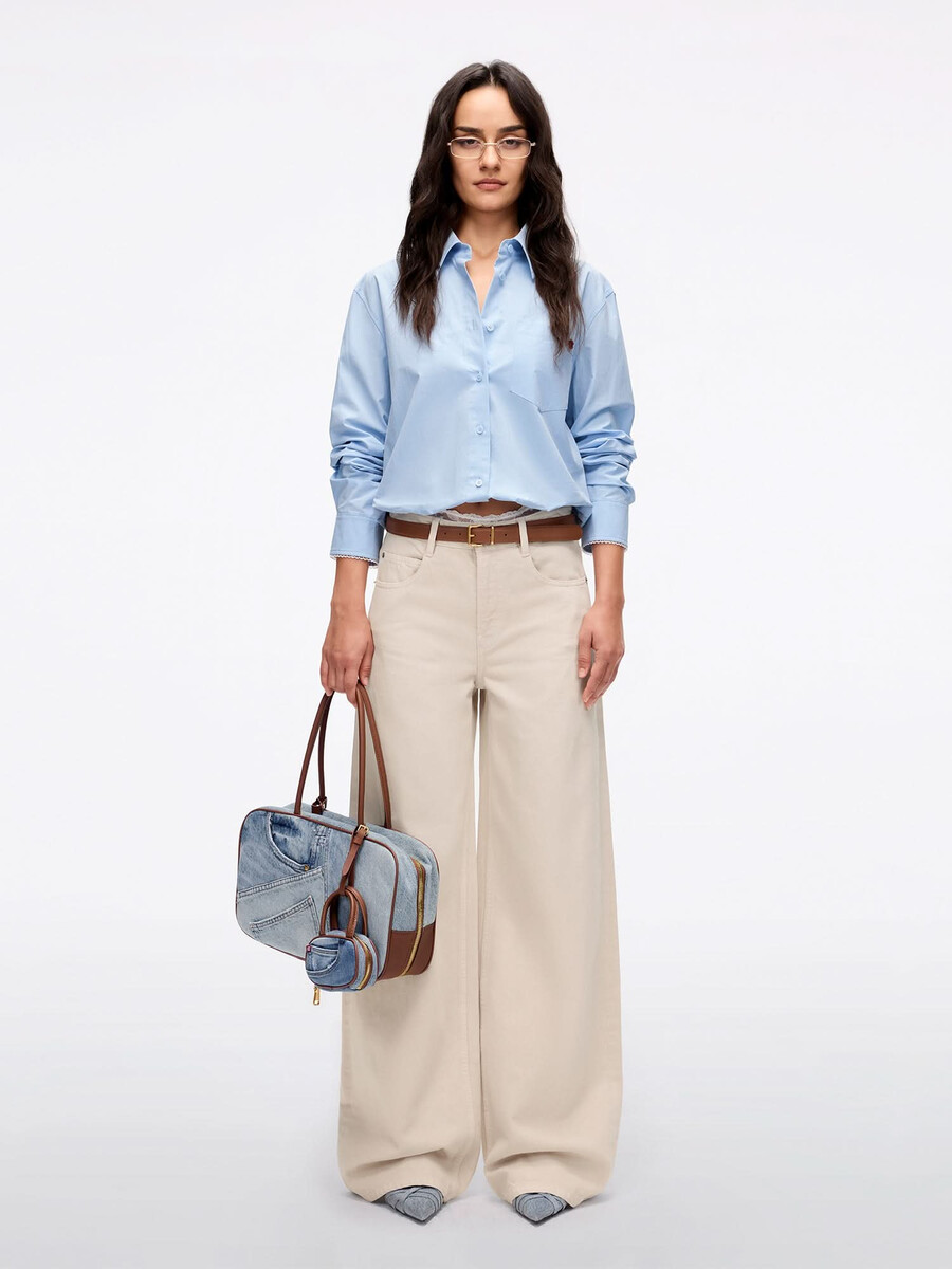vaqueros de pierna ancha con cintura patchwork