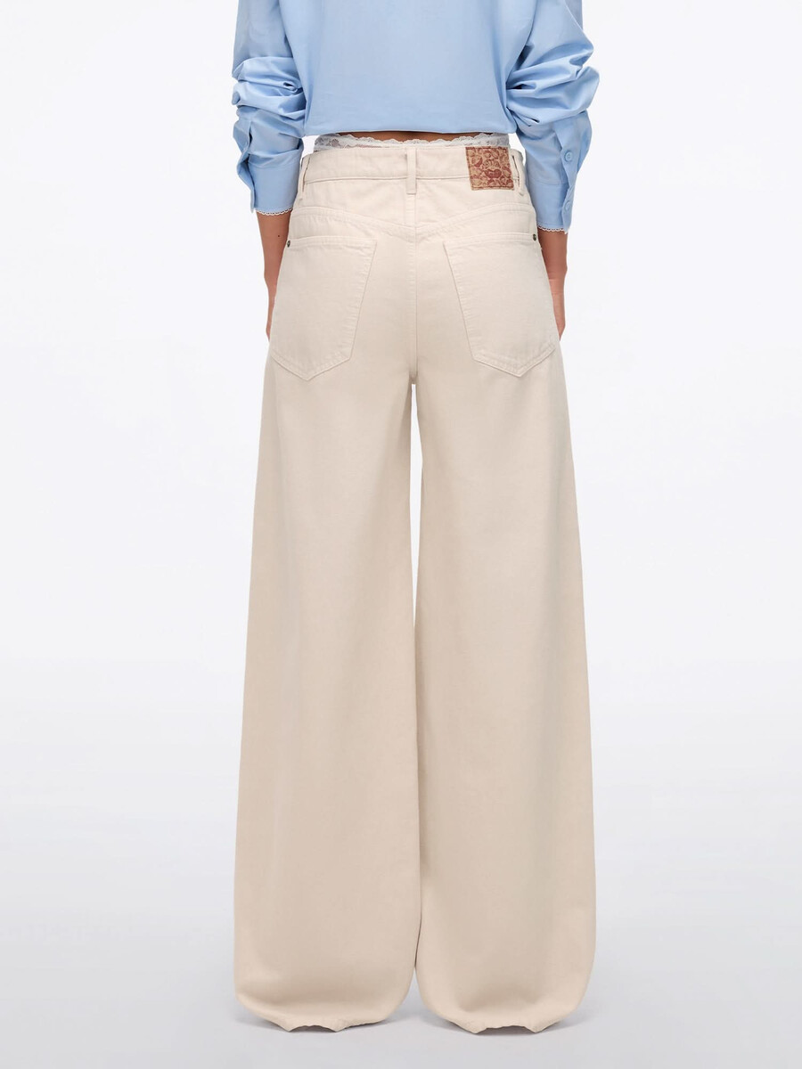 vaqueros de pierna ancha con cintura patchwork