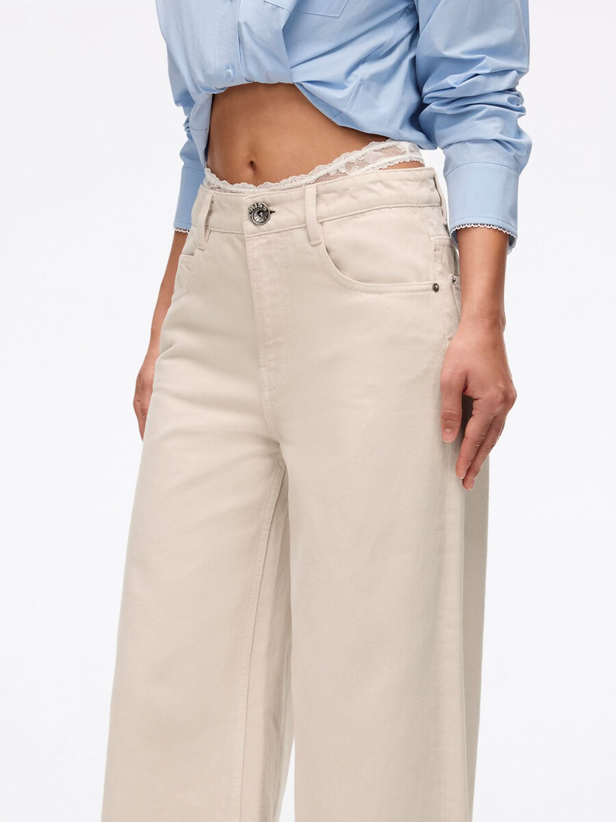 vaqueros de pierna ancha con cintura patchwork