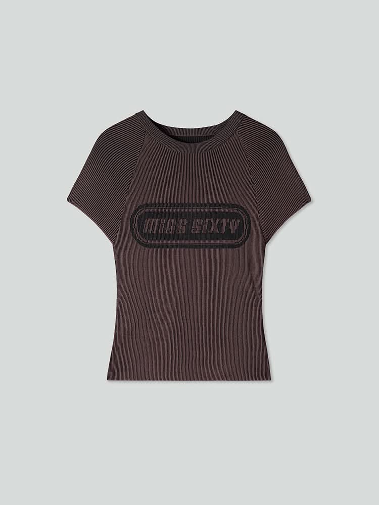 top de punto jacquard de corte corto