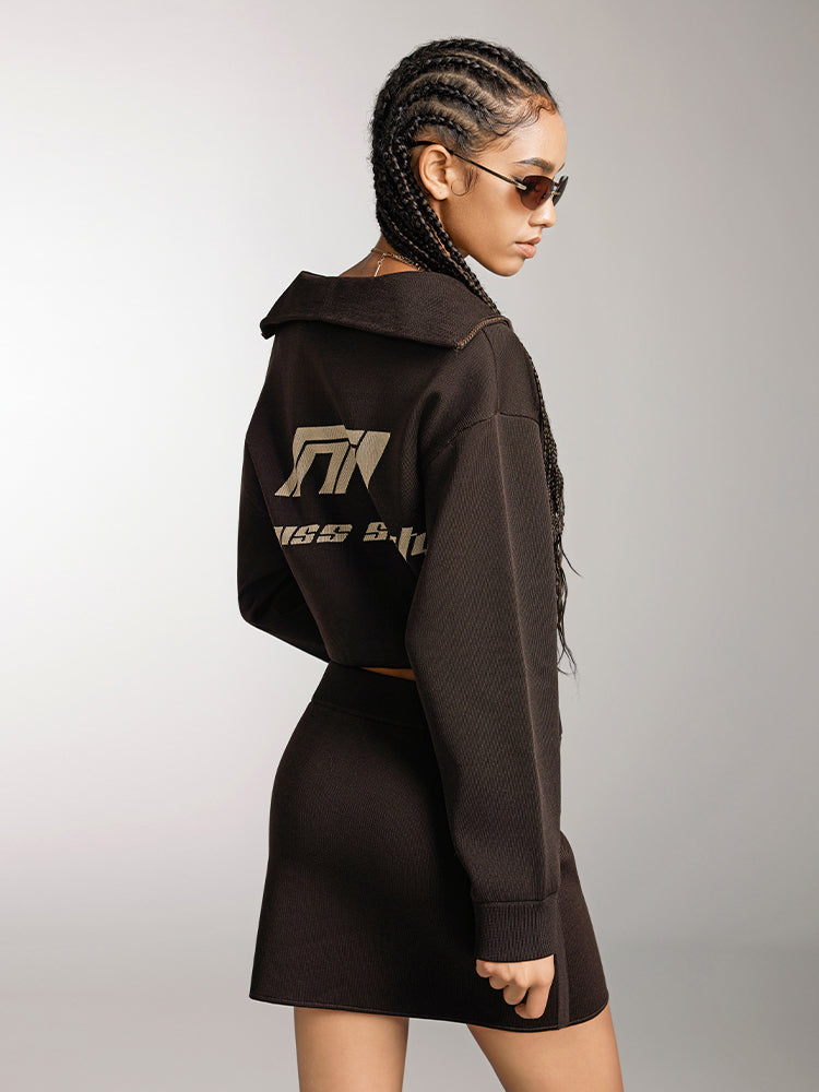 chaqueta de punto estampada