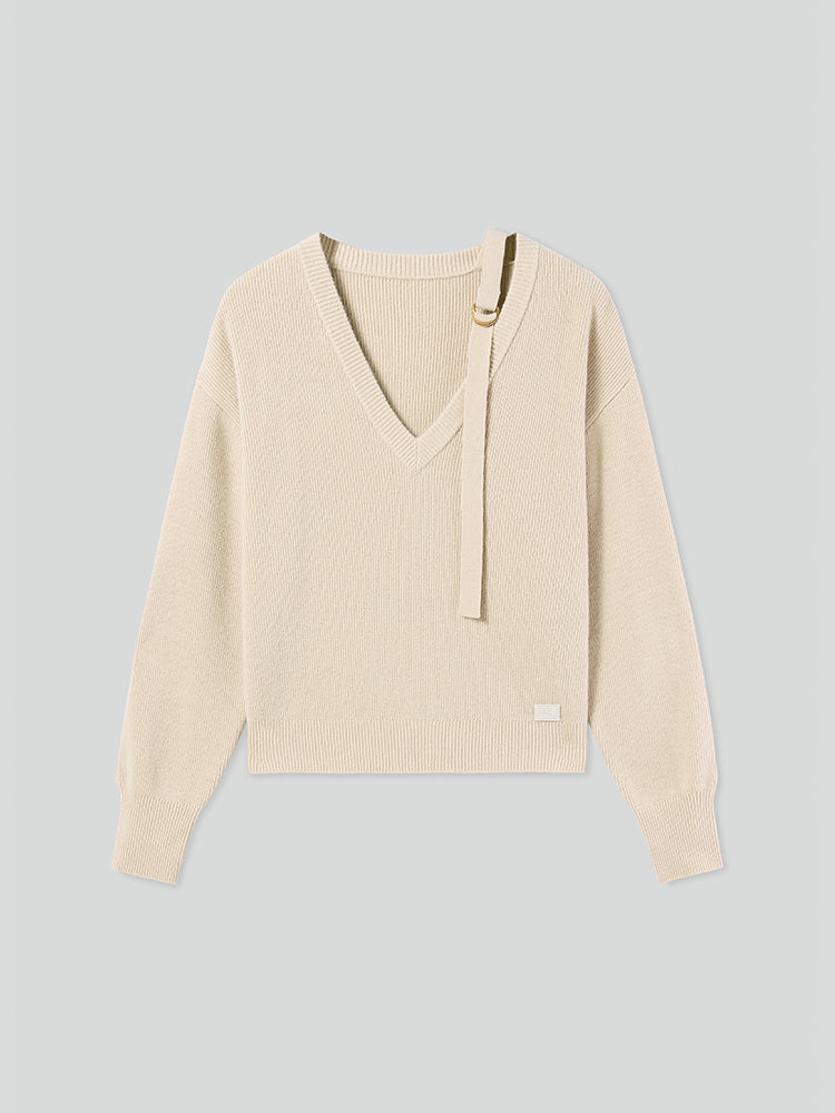 elegante top de punto con cuello en v