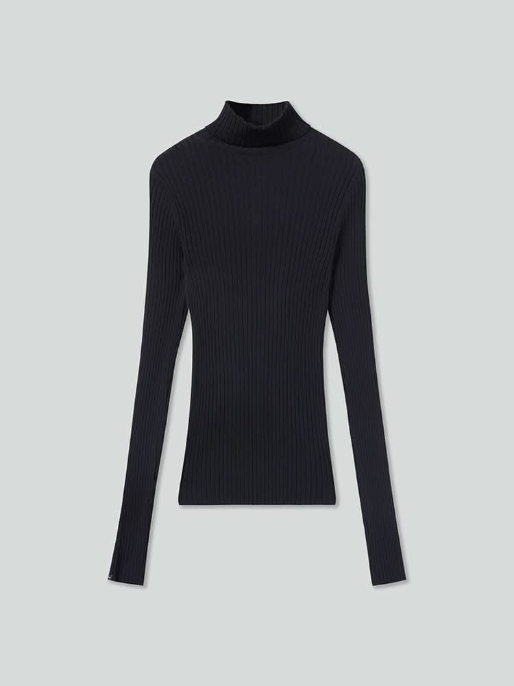 top de punto ajustado con cuello alto