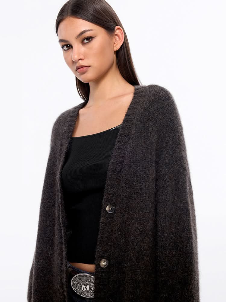 cárdigan de punto con cuello en v